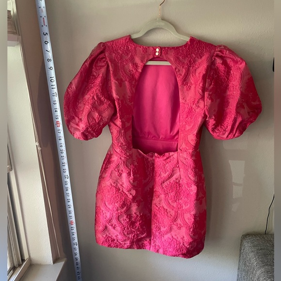 Pink Puff Sleeve Formal Dress - Picture 2 of 6